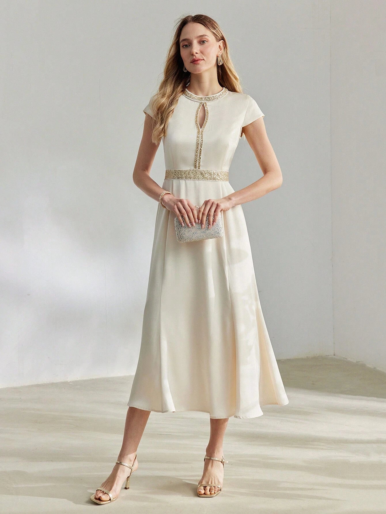 MOTF PREMIUM PEARL SEQUIN A-LINE DRESS