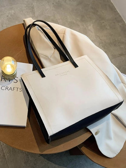 Minimalist Letter Graphic Shoulder Tote Bag