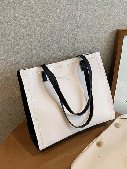 Minimalist Letter Graphic Shoulder Tote Bag