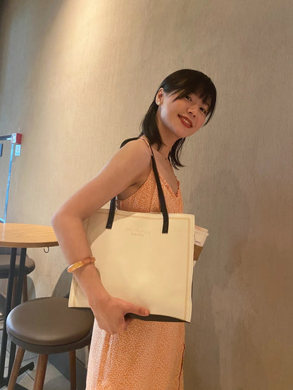 Minimalist Letter Graphic Shoulder Tote Bag