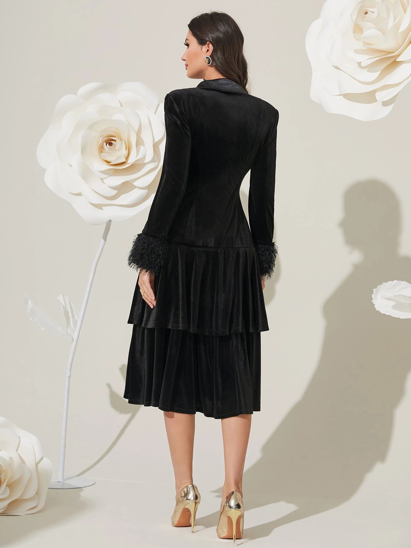 Modelyn Double Breasted Velvet Party Dress