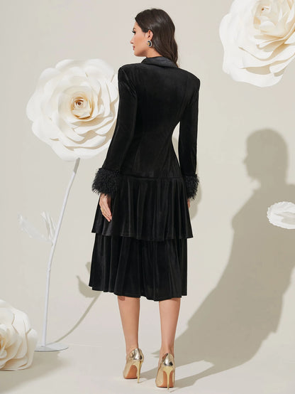 Modelyn Double Breasted Velvet Party Dress