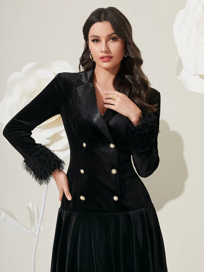 Modelyn Double Breasted Velvet Party Dress