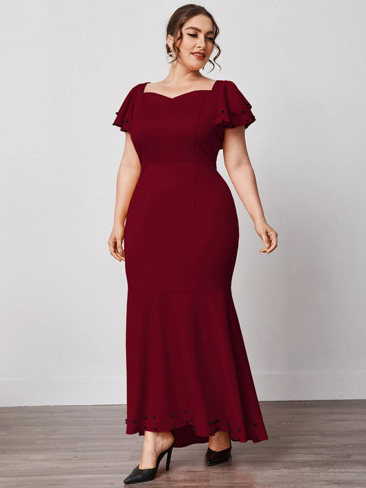 Modelyn Plus Beaded Mermaid Hem Dress