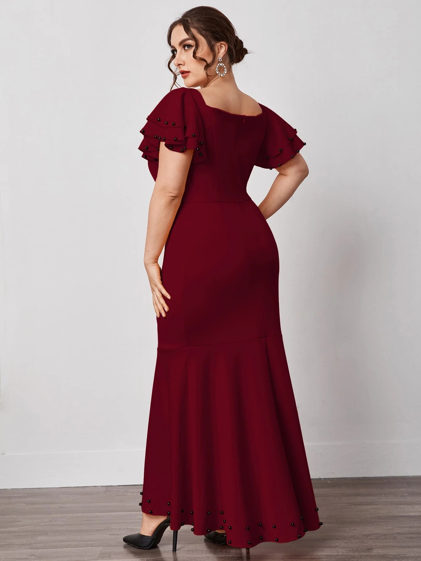Modelyn Plus Beaded Mermaid Hem Dress