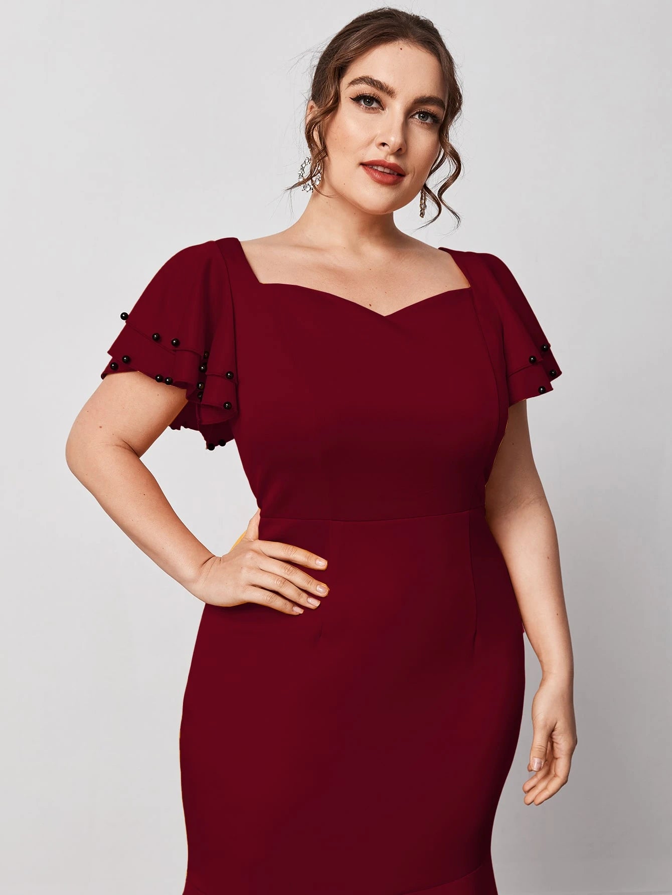 Modelyn Plus Beaded Mermaid Hem Dress