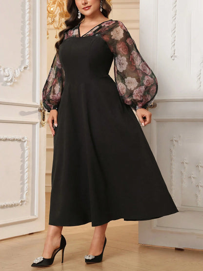 SHEIN MODELYN BUTTERFLY PRINT PATCHWORK DRESS