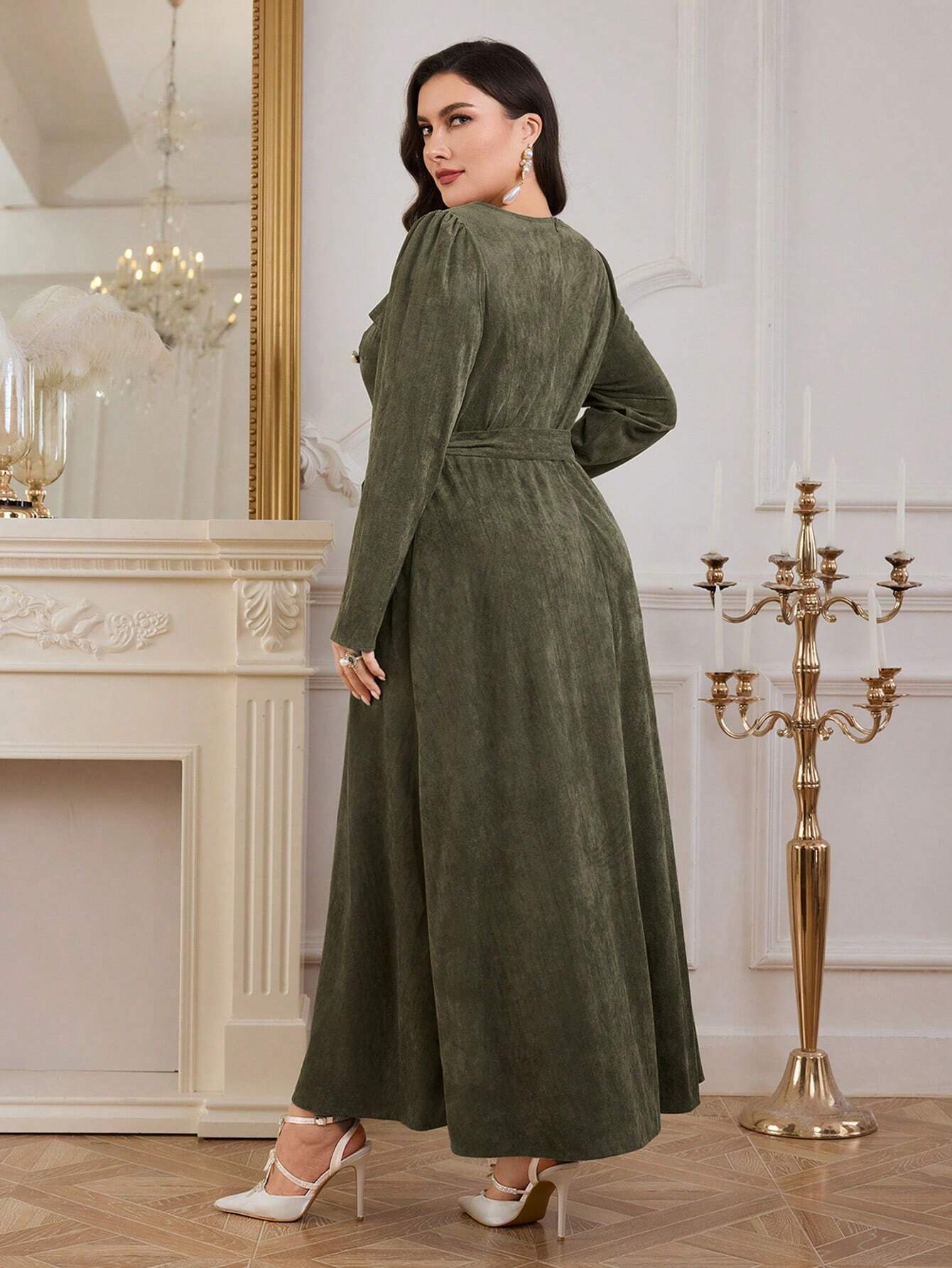 Modelyn Plus Size Sweetheart Belted Evening Dress