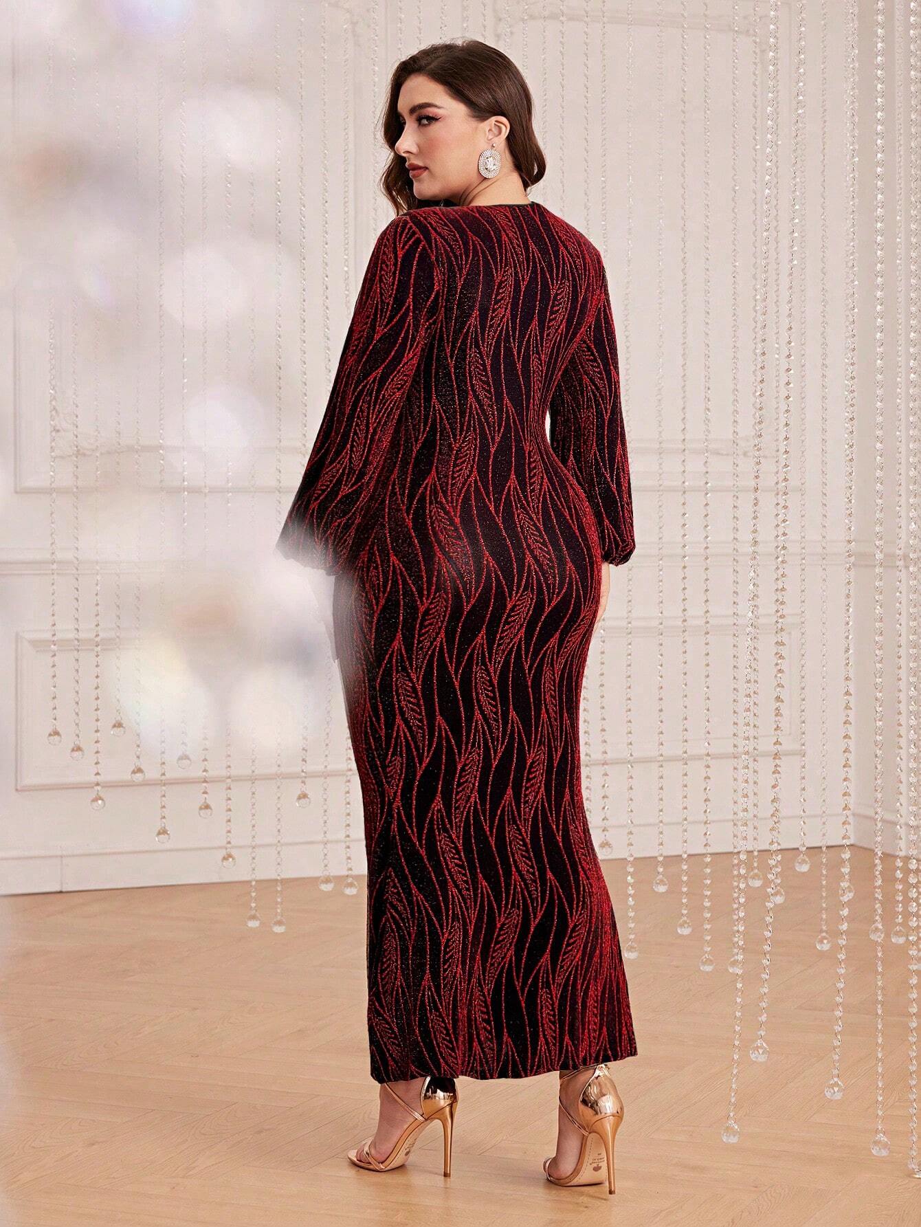 MODELyn V-Neck Knot Detail Evening Maxi Dress