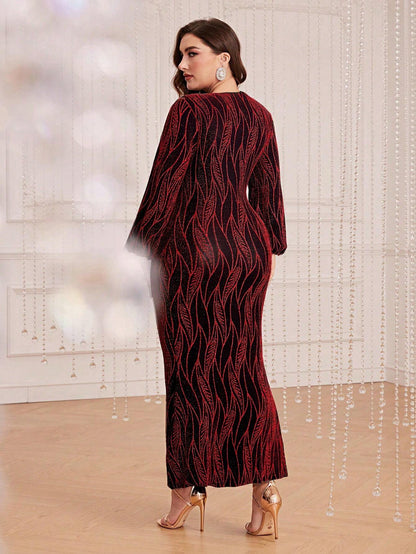 MODELyn V-Neck Knot Detail Evening Maxi Dress