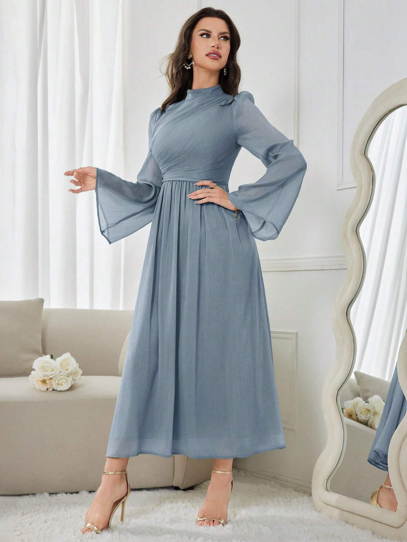 MODELYN FEATHERLIGHT CHIFFON DRESS