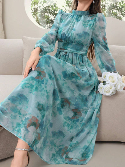 SHEIN MODELYN TIE-DYE MESH SLEEVE DRESS