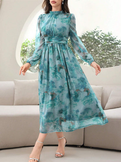 SHEIN MODELYN TIE-DYE MESH SLEEVE DRESS