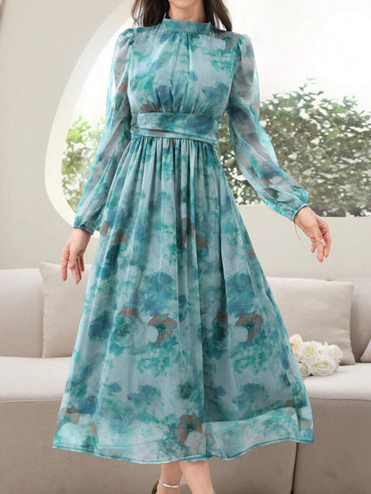 SHEIN MODELYN TIE-DYE MESH SLEEVE DRESS