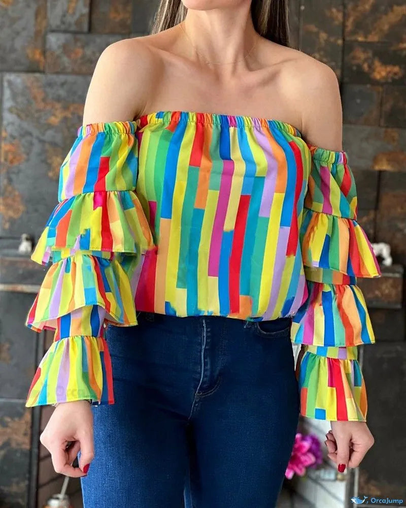 Off-Shoulder Top with Layered Sleeves
