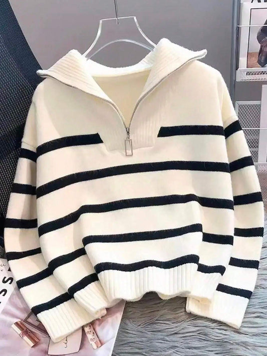 SHEIN Striped Oversized Knit Sweater