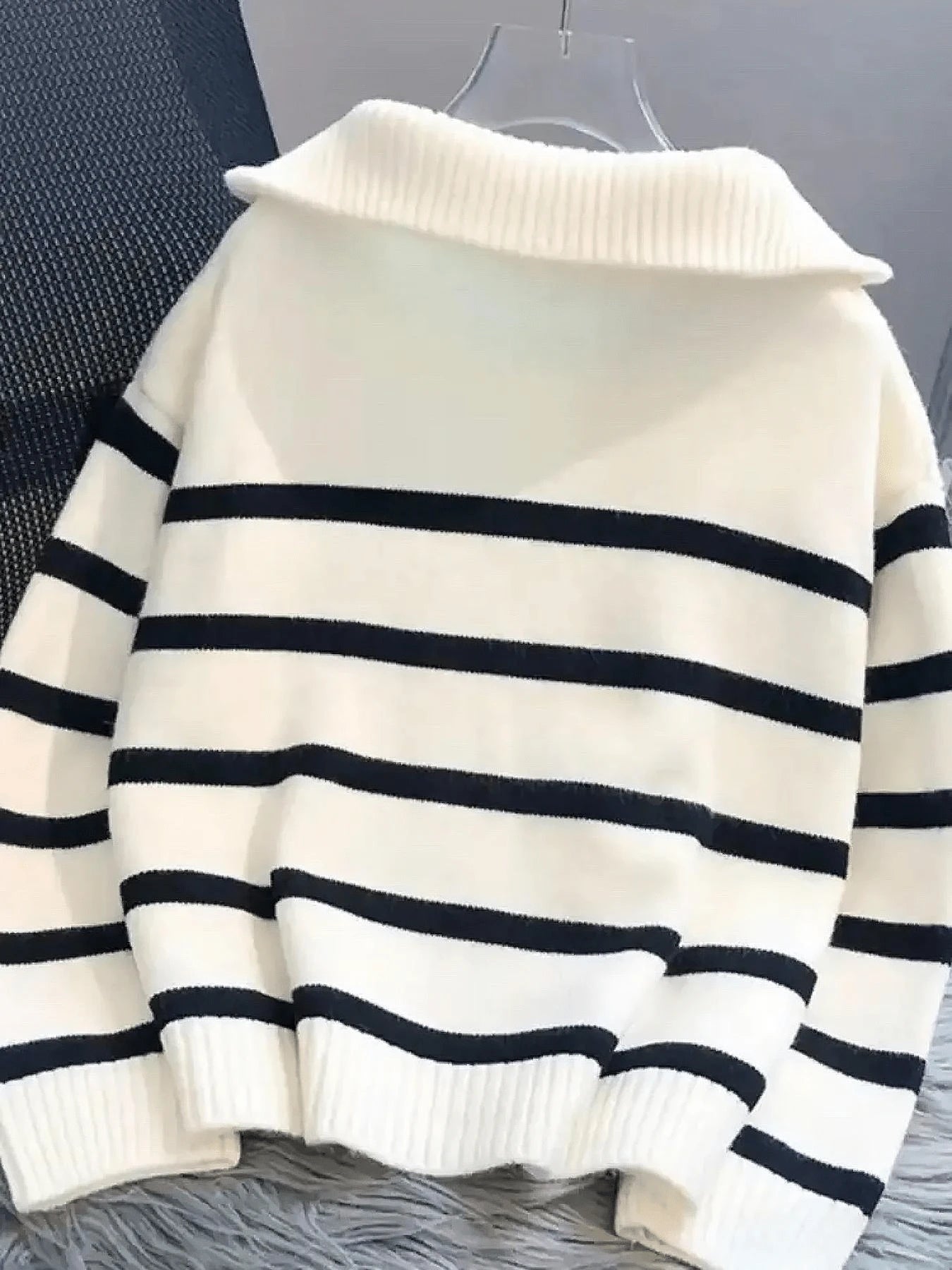 SHEIN Striped Oversized Knit Sweater