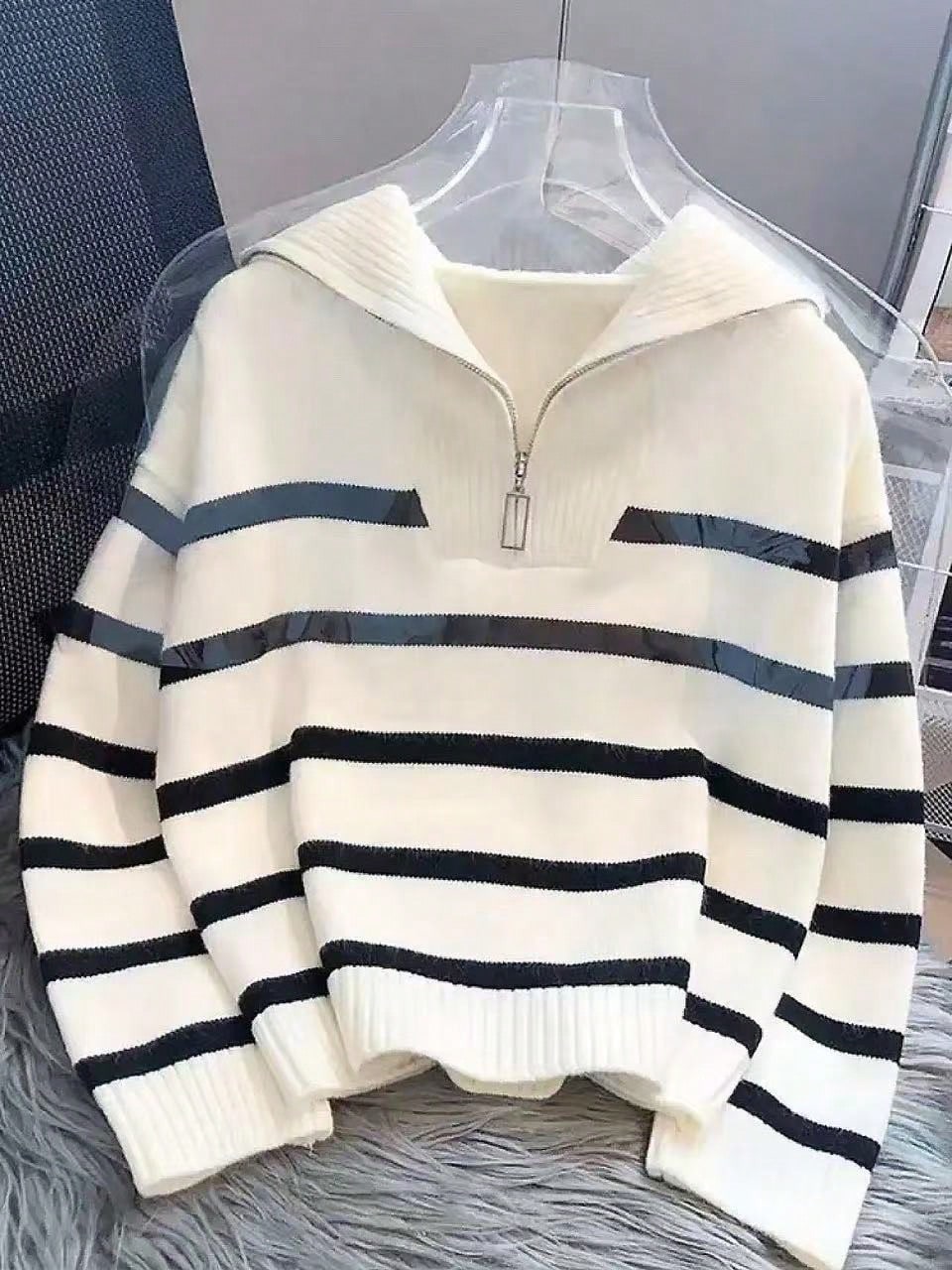 SHEIN Striped Oversized Knit Sweater