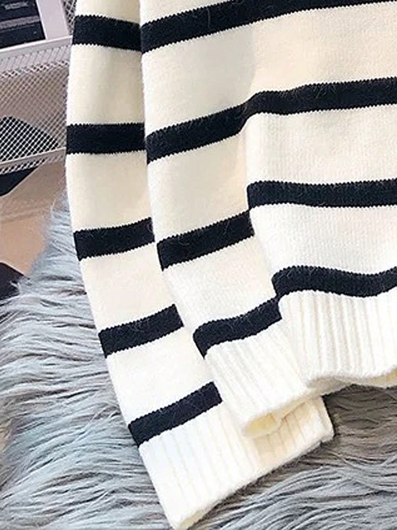 SHEIN Striped Oversized Knit Sweater