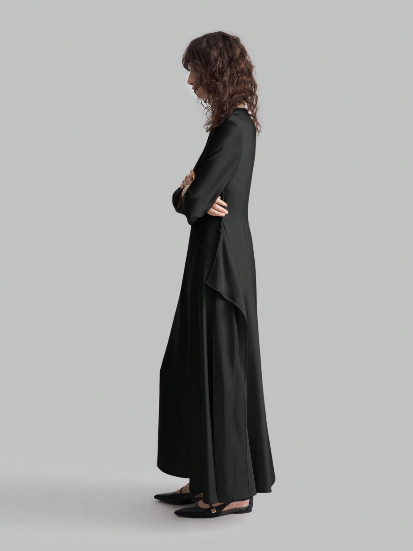 Shein Satin Asymmetrical Hem Dress