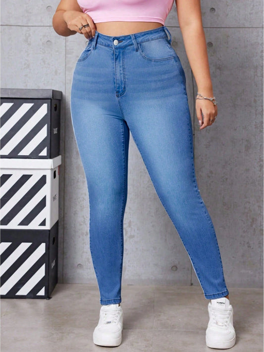 Plus Size High Stretch Denim Skinny Jeans
