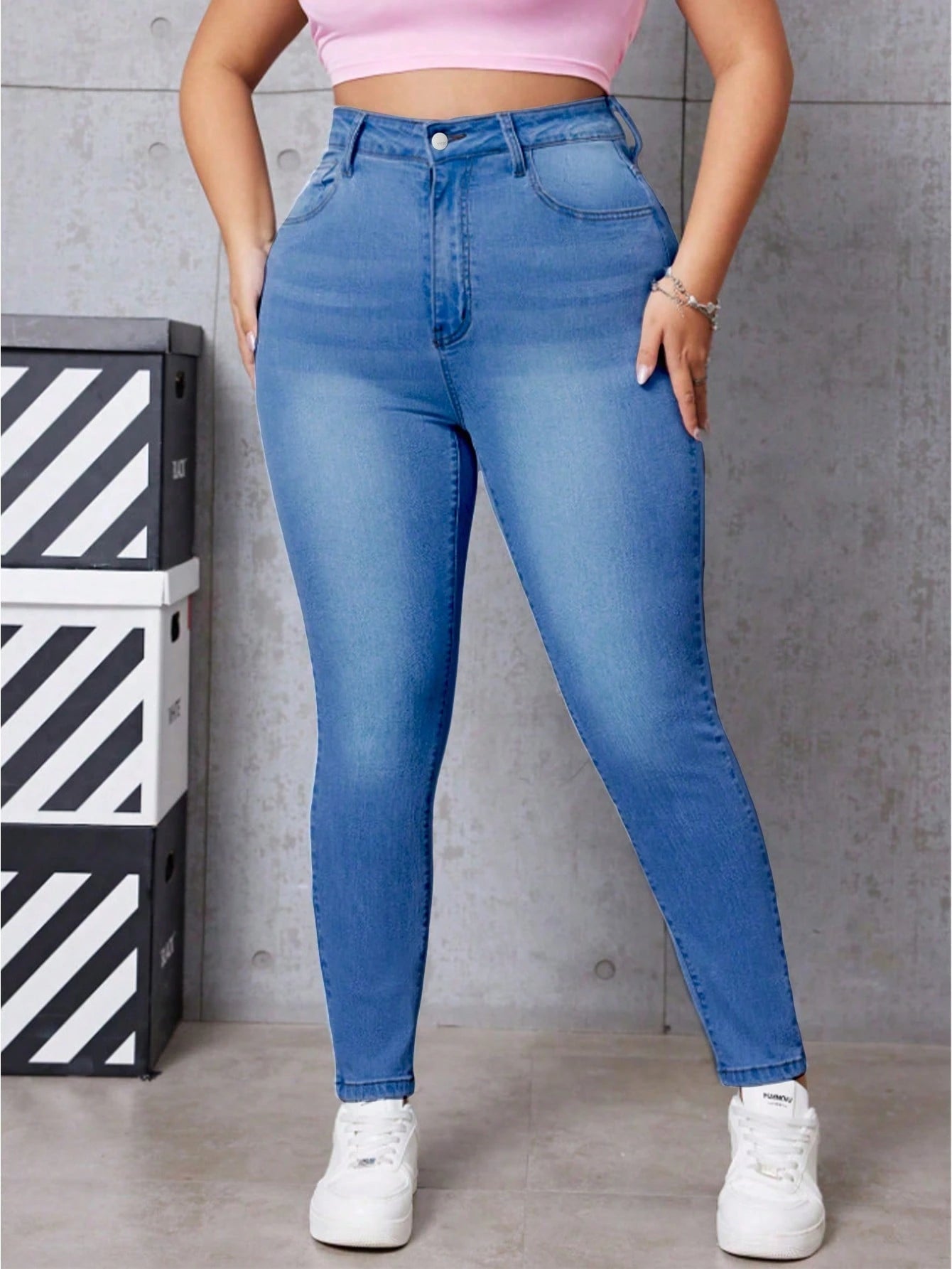 Plus Size High Stretch Denim Skinny Jeans
