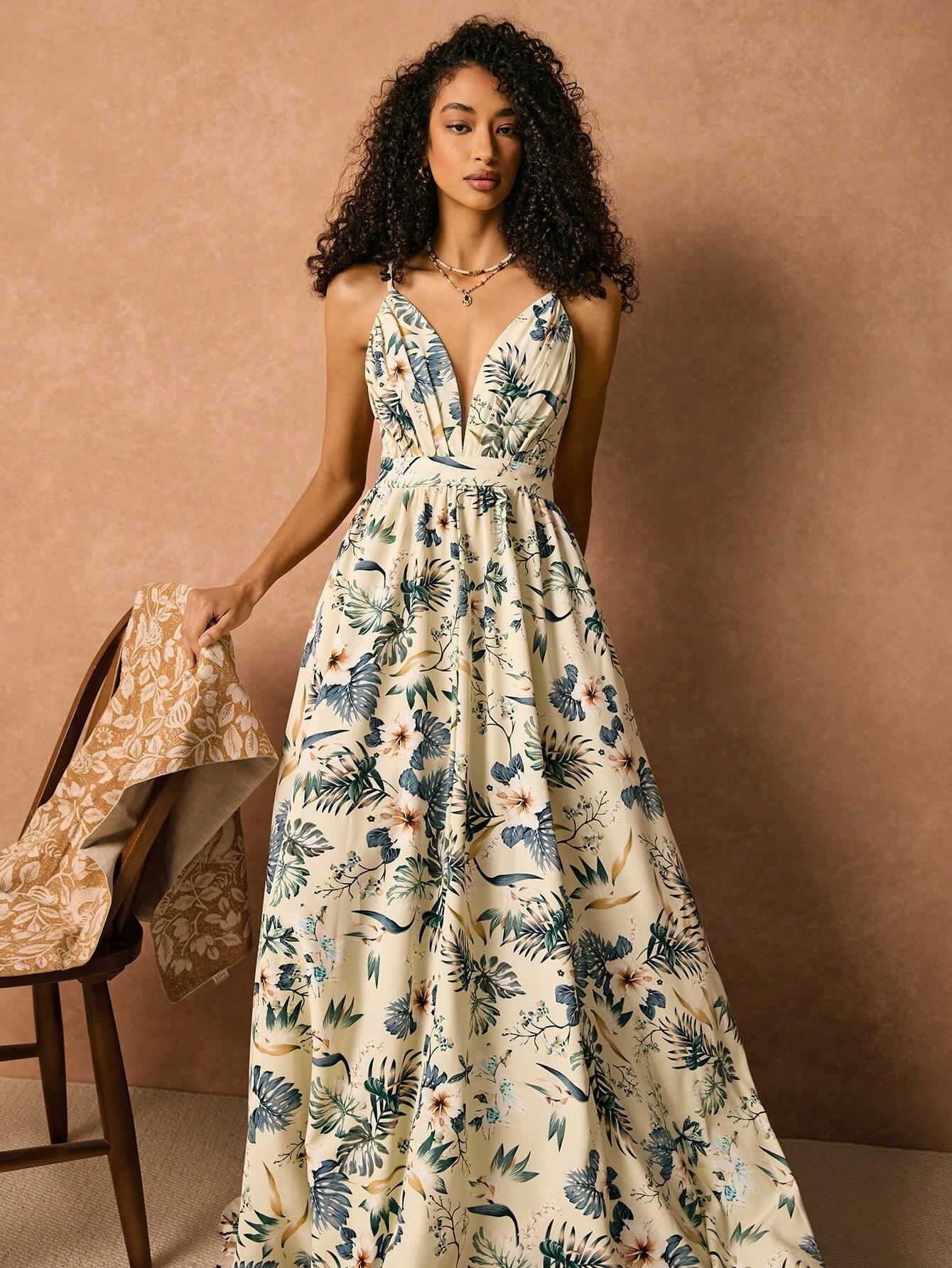 SHEIN POÉSELLE CROSS BACK MAXI DRESS