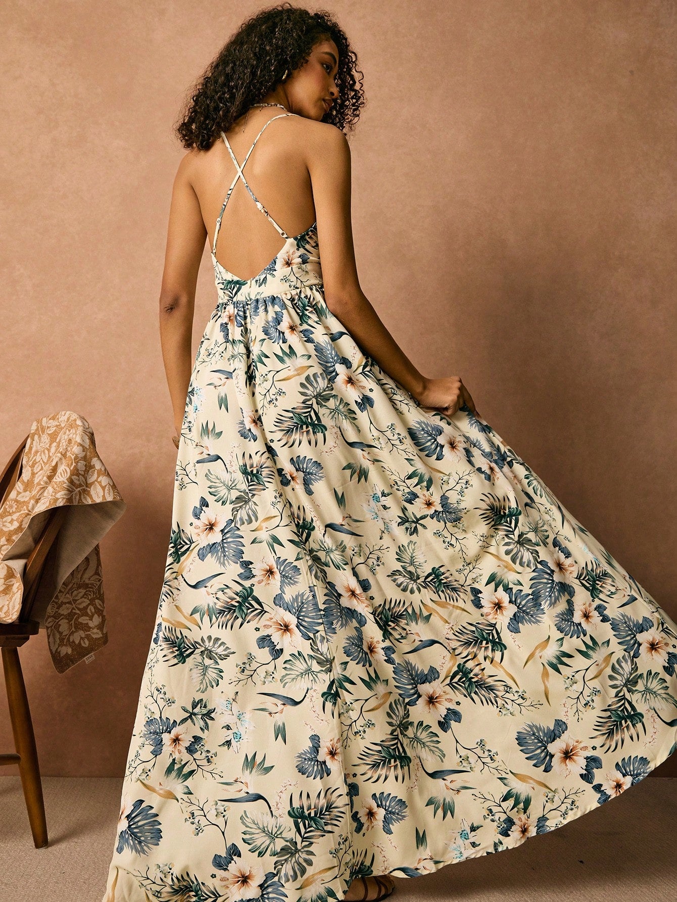 SHEIN POÉSELLE CROSS BACK MAXI DRESS