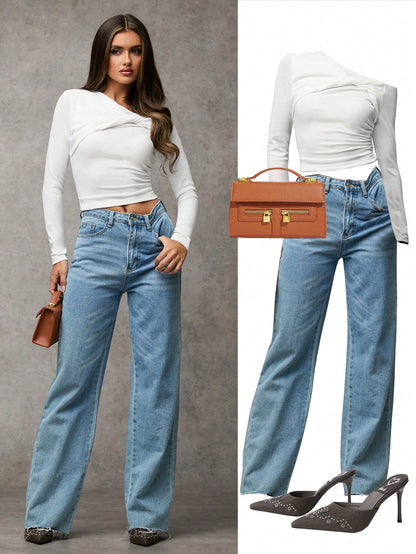 SHEIN BAE ASYMMETRIC TWIST TOP