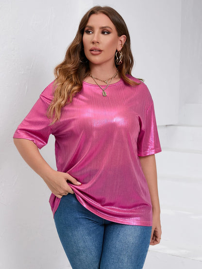 SHEIN Clasi Plus Drop Shoulder Metallic Tee