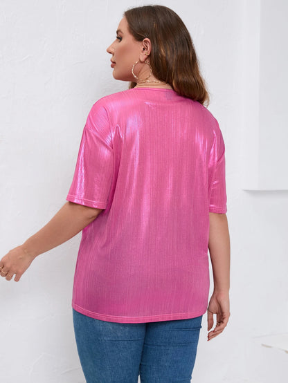 SHEIN Clasi Plus Drop Shoulder Metallic Tee