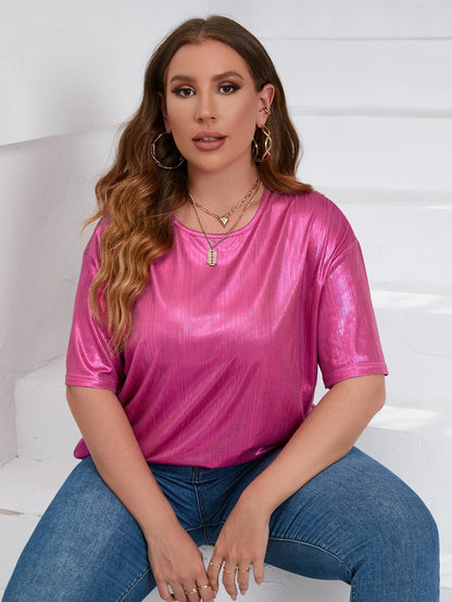 SHEIN Clasi Plus Drop Shoulder Metallic Tee