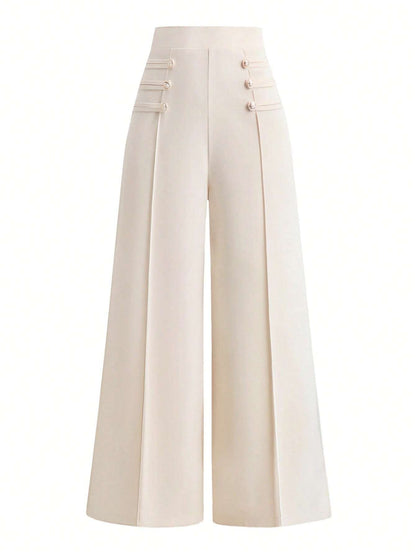 SHEIN CLASI – High Waist Seam Front Wide Leg Pants