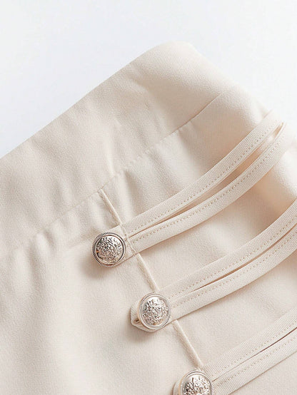 SHEIN CLASI – High Waist Seam Front Wide Leg Pants