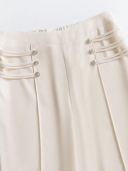 SHEIN CLASI – High Waist Seam Front Wide Leg Pants