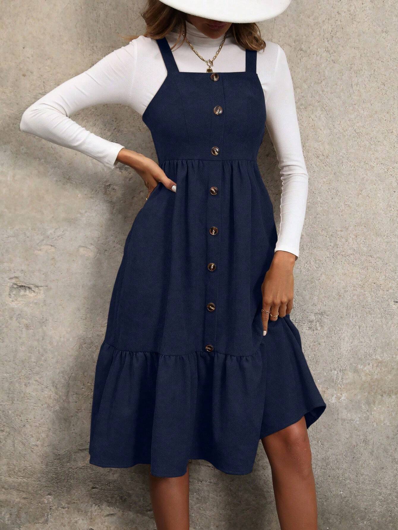 SHEIN Clasi – Strap Ruffle Hem Dress