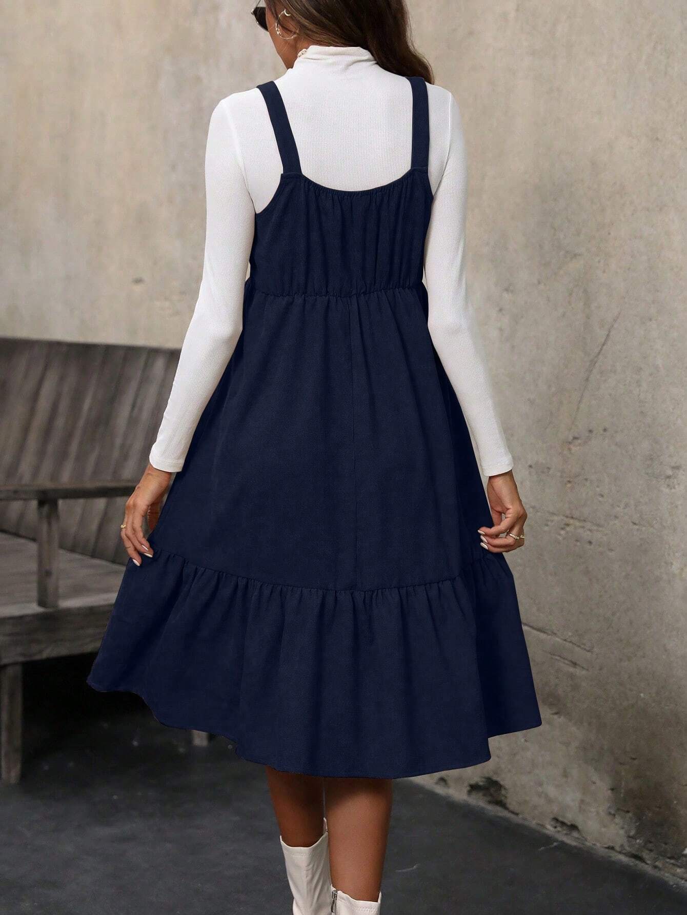 SHEIN Clasi – Strap Ruffle Hem Dress