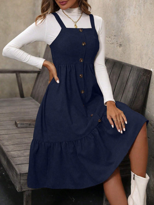 SHEIN Clasi – Strap Ruffle Hem Dress