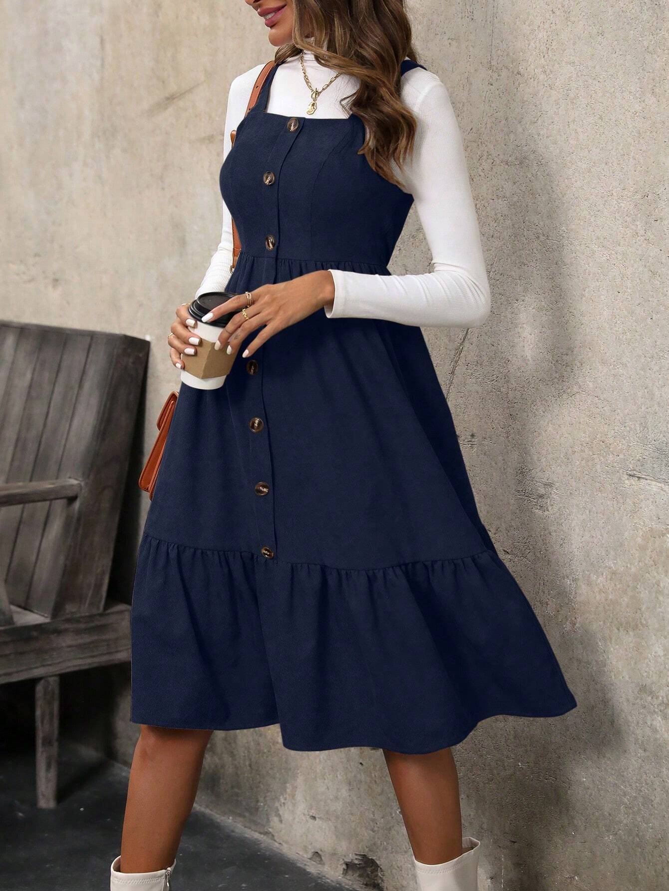 SHEIN Clasi – Strap Ruffle Hem Dress