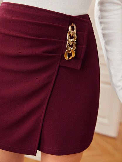 SHEIN Frenchy Chain Detail Wrap Skirt
