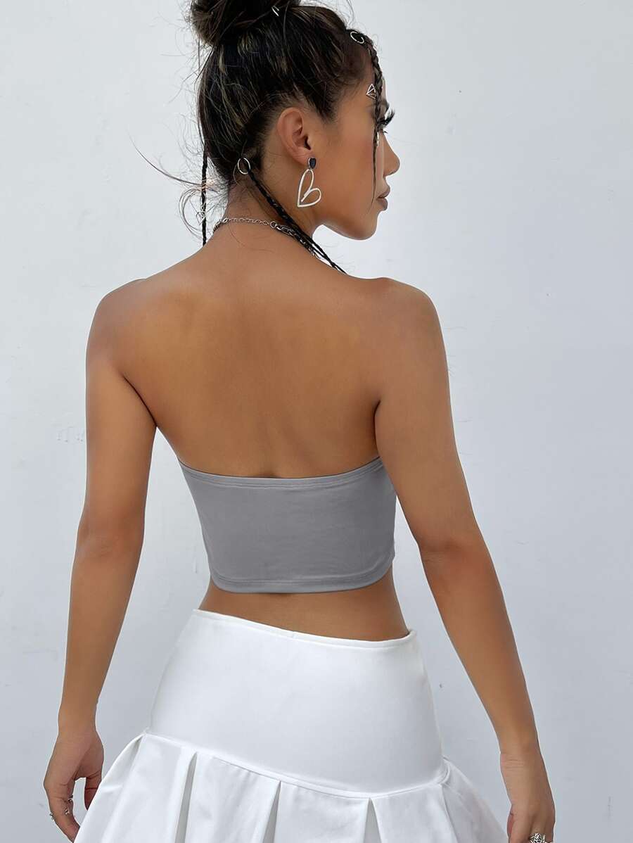 SHEIN ICON Pearls Crop Tube Top