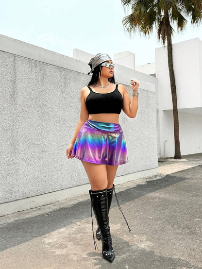 SHEIN ICON HOLOGRAPHIC PU SKIRT