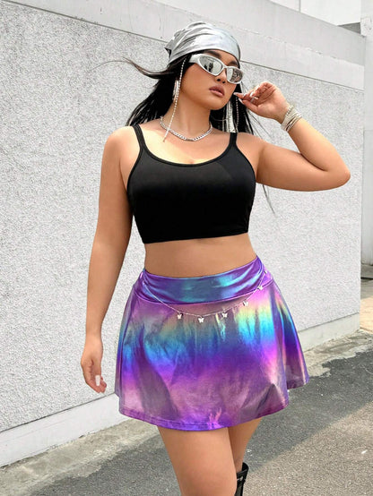 SHEIN ICON HOLOGRAPHIC PU SKIRT