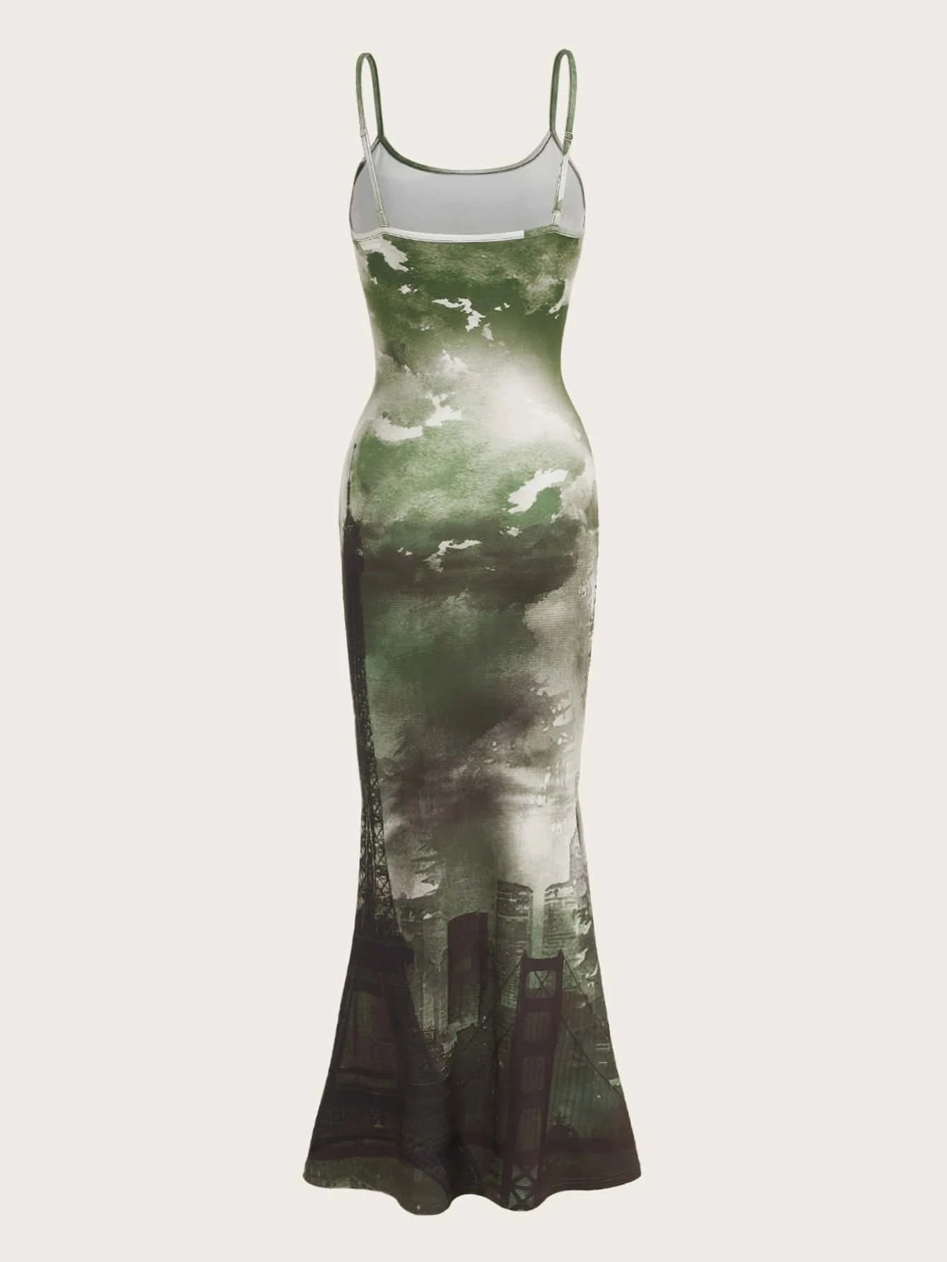 SHEIN ICON Tie Dye & Tower Print Cami Dress - ZEBrand