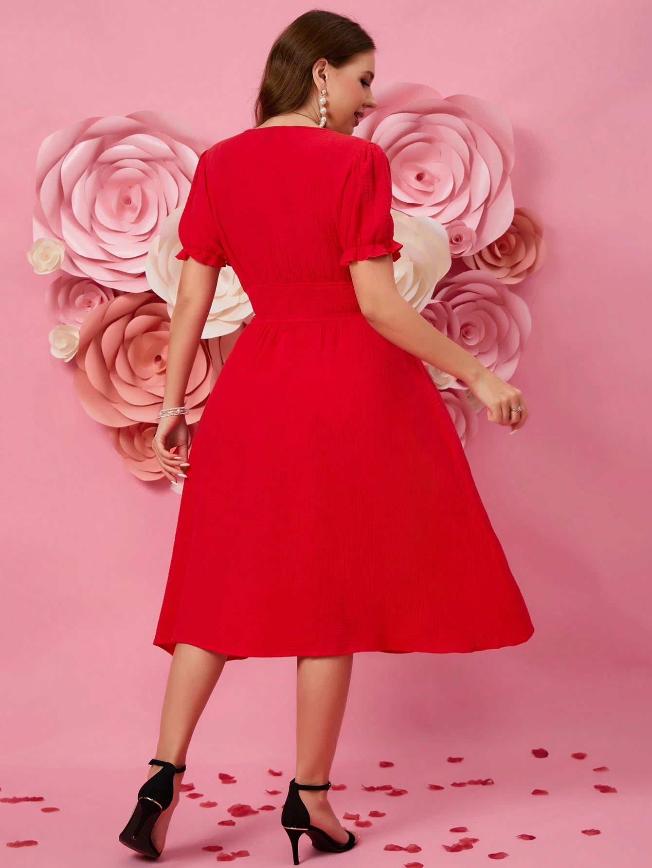 SHEIN LUNE Plus Side Split Midi Dress