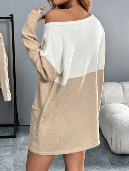 SHEIN LUNE Colorblock Loose Fit Knit Sweater