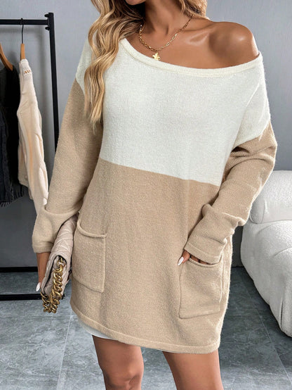 SHEIN LUNE Colorblock Loose Fit Knit Sweater