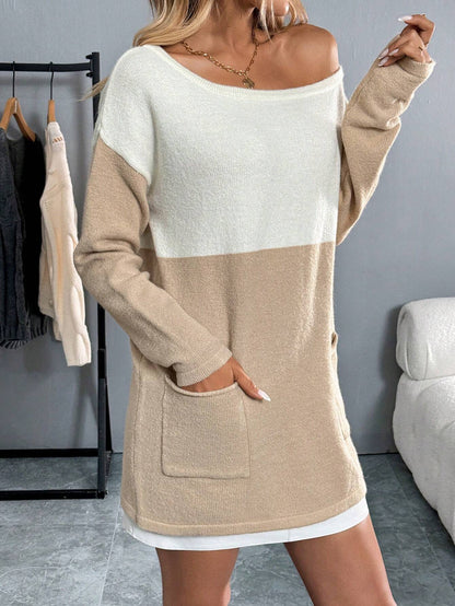 SHEIN LUNE Colorblock Loose Fit Knit Sweater
