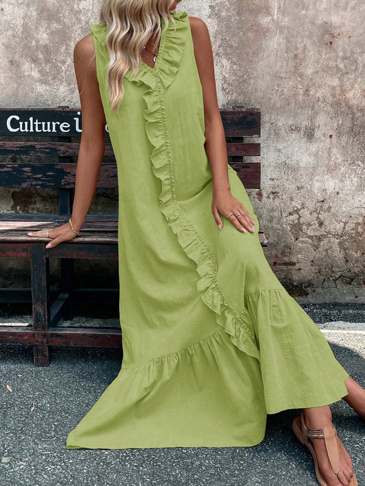 Shein Ruffle Trim V-Neck Dress