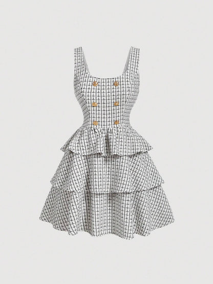 SHEIN MOD - Academic Style Layered Skater Dress